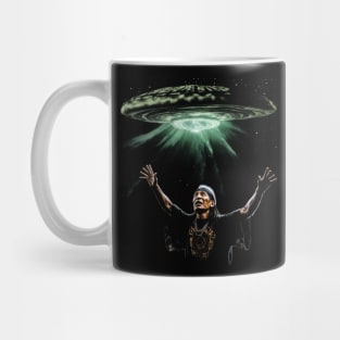 Trippy Native American UFO Alien Mushroom Meditation Mug